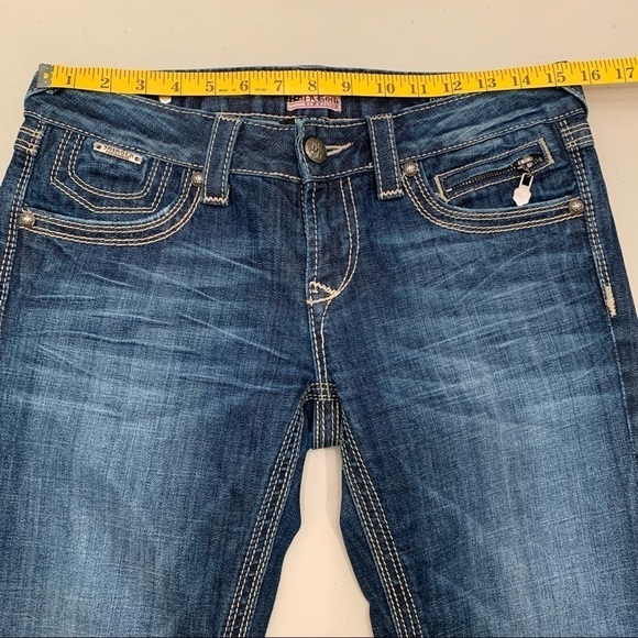 ReRock For Express Jeans Barely Boot Los Angeles Women’s Size 6S Dark Wash - Picture 9 of 10